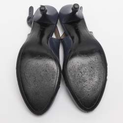 Pre Owned Bottega Veneta Size 36 Blue Leather Slingback Pumps