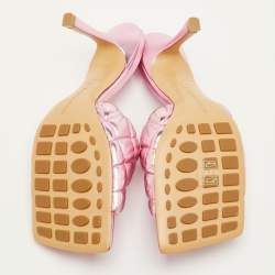 مملوكة مسبقًا Bottega Veneta Lido Size 40 Pink Quilted Metalic Leather Slide Sandals