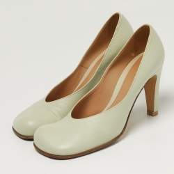 Pre Owned Bottega Veneta Size 39 Grey Leather Square Pumps