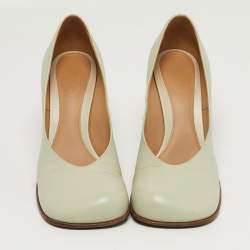 Pre Owned Bottega Veneta Size 39 Grey Leather Square Pumps