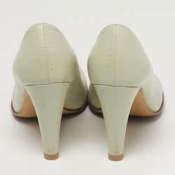 Pre Owned Bottega Veneta Size 39 Grey Leather Square Pumps