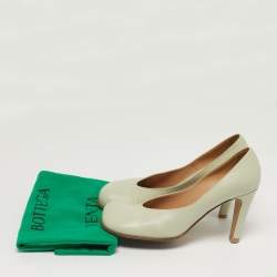 Pre Owned Bottega Veneta Size 39 Grey Leather Square Pumps