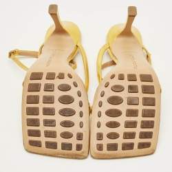 Pre Owned صندل بوتيغا فينيتا جلد أسود مربع برباط للكاحل بمقاس 38