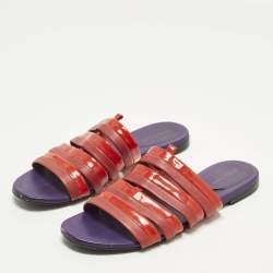 Pre Owned صندل بوتيغا فينيتا فلات جلد أحمر وبراءات اختراع جلد مقاس 40