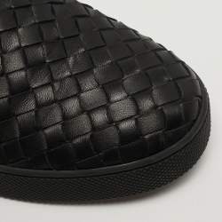Pre Owned Bottega Veneta Size 35 Black Intrecciato Leather Slip On Sneakers