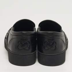 Pre Owned Bottega Veneta Size 35 Black Intrecciato Leather Slip On Sneakers