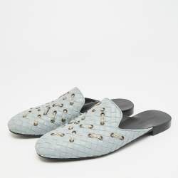 Pre Owned خُفّ مُسطَّح بوتيغا فينيتا "فياندرا" جلد إنتريتشياتو رمادي مقاس 38.5