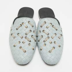 Pre Owned خُفّ مُسطَّح بوتيغا فينيتا "فياندرا" جلد إنتريتشياتو رمادي مقاس 38.5