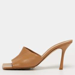 مملوكة مسبقًا Bottega Veneta Strech Size 42 Brown Leather Slide Sandals