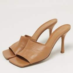 مملوكة مسبقًا Bottega Veneta Strech Size 42 Brown Leather Slide Sandals
