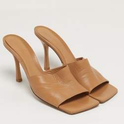 مملوكة مسبقًا Bottega Veneta Strech Size 42 Brown Leather Slide Sandals