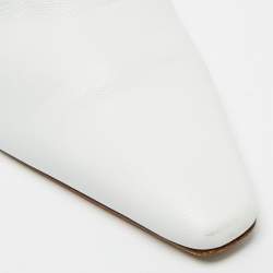 Pre Owned Bottega Veneta Almond Size 39 White Leather Pointed Toe Mules