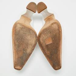 Pre Owned Bottega Veneta Almond Size 39 White Leather Pointed Toe Mules