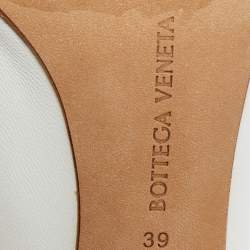 Pre Owned Bottega Veneta Almond Size 39 White Leather Pointed Toe Mules