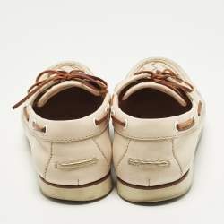 مملوكة مسبقًا Bottega Veneta Size 38 Cream Intrecciato Leather Boat Loafers