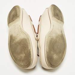 مملوكة مسبقًا Bottega Veneta Size 38 Cream Intrecciato Leather Boat Loafers