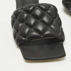 مملوكة مسبقًا Bottega Veneta Lido Size 36.5 Black Leather Flat Slides