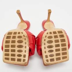 مملوكة مسبقًا Bottega Veneta Lido Size 37 Red Intrecciato Leather Slide Sandals