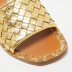 Pre Owned صندل بوتيغا فينيتا جلد انترشياتو ذهبي مقاس 36