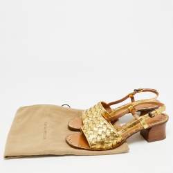 Pre Owned صندل بوتيغا فينيتا جلد انترشياتو ذهبي مقاس 36