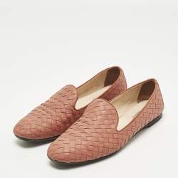 Pre Owned حذاء سموكينغ بوتيغا فينيتا جلد إنتريشياتو برتقالي مقاس 38