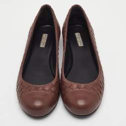 مملوكة مسبقًا حذاء باليرينا فلات بوتيغا فينيتا جلد بني إنترشياتو مقاس 37.5