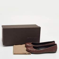 مملوكة مسبقًا حذاء باليرينا فلات بوتيغا فينيتا جلد بني إنترشياتو مقاس 37.5