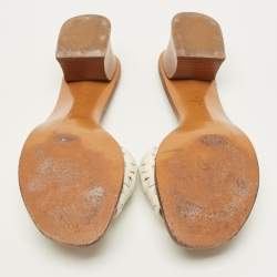 Pre Owned صندل سلايد بوتيغا فينيتا "رافيلو" جلد إنترشياتو أبيض مقاس 38