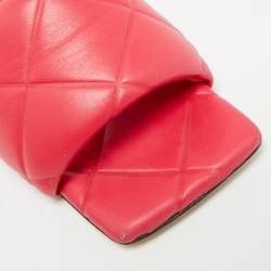 Pre Owned Bottega Veneta Lido Size 39 Fuchsia Pink Quilted Leather  Flat Slides