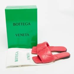 Pre Owned Bottega Veneta Lido Size 39 Fuchsia Pink Quilted Leather  Flat Slides