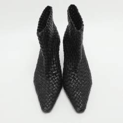 Pre Owned حذاء بوت بوتيغا فينيتا جلد أسود طول الكاحل مقاس 36