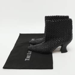 Pre Owned حذاء بوت بوتيغا فينيتا جلد أسود طول الكاحل مقاس 36