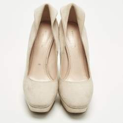 مملوكة مسبقًا Bottega Veneta Size 38 Cream Suede Platform Pumps