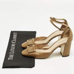 Pre Owned Bottega Veneta Size 38 Brown Leather Ankle Strap Pumps