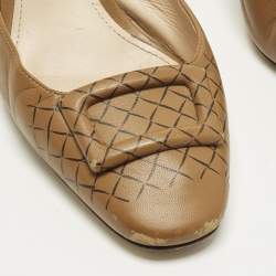 Pre Owned Bottega Veneta Size 38 Brown Leather Ankle Strap Pumps