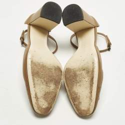 Pre Owned Bottega Veneta Size 38 Brown Leather Ankle Strap Pumps