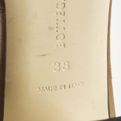 Pre Owned Bottega Veneta Size 38 Brown Leather Ankle Strap Pumps