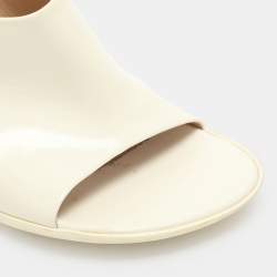 Pre Owned Bottega Veneta Atomic Size 38 White Patent Leather Mules