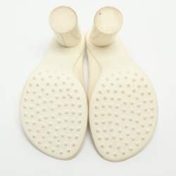 Pre Owned Bottega Veneta Atomic Size 38 White Patent Leather Mules