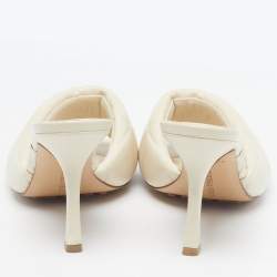 Pre Owned Bottega Veneta Lido Size 39 Cream Intrecciato Leather Slide Sandals