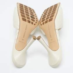 Pre Owned Bottega Veneta Lido Size 39 Cream Intrecciato Leather Slide Sandals