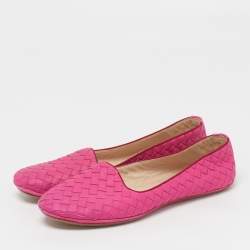 Pre Owned Bottega Veneta Veneta Size 38 Purple Intrecciato Leather Smoking Slippers