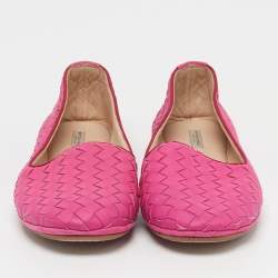 Pre Owned Bottega Veneta Veneta Size 38 Purple Intrecciato Leather Smoking Slippers