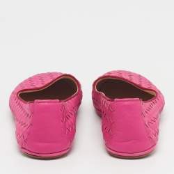 Pre Owned Bottega Veneta Veneta Size 38 Purple Intrecciato Leather Smoking Slippers