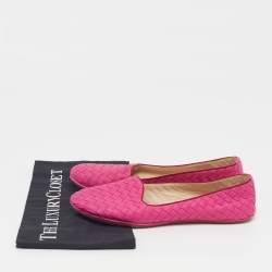 Pre Owned Bottega Veneta Veneta Size 38 Purple Intrecciato Leather Smoking Slippers
