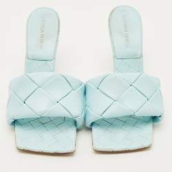 Pre Owned صندل سلايد بوتيغا فينيتا ليدو جلد أزرق مغزول مقاس 36.5