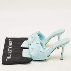 Pre Owned صندل سلايد بوتيغا فينيتا ليدو جلد أزرق مغزول مقاس 36.5