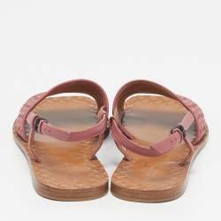 Pre Owned Bottega Veneta Calvados Size 41 Pink Intrecciato Leather Slingback Sandals