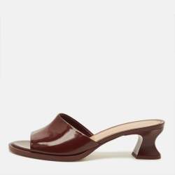 مملوكة مسبقًا Bottega Veneta Strech Size 40 Burgundy Leather Slide Sandals