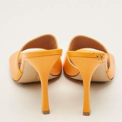 Pre Owned Bottega Veneta Stretch Size 41 Orange Leather Slide Sandals
